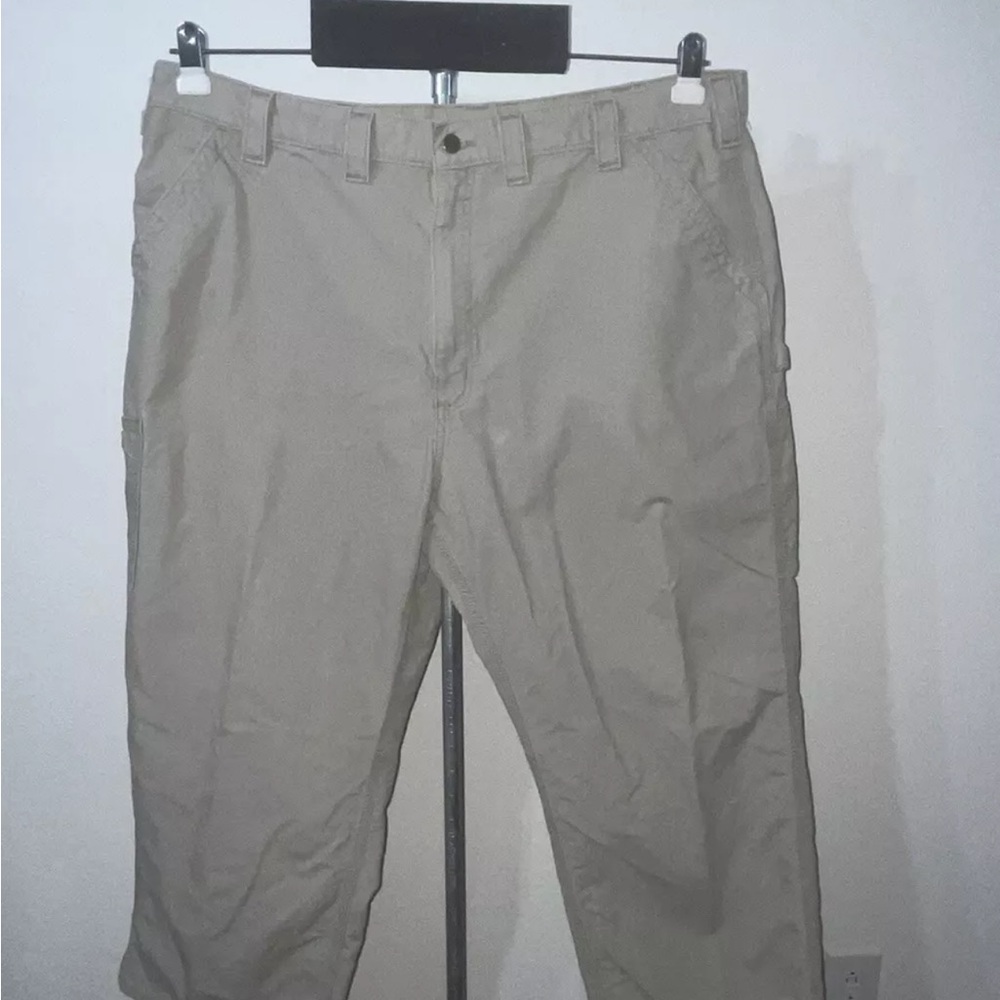 Carhartt carpenter jeans work pants men  44X 24 cotton canvas khaki rn 14804
